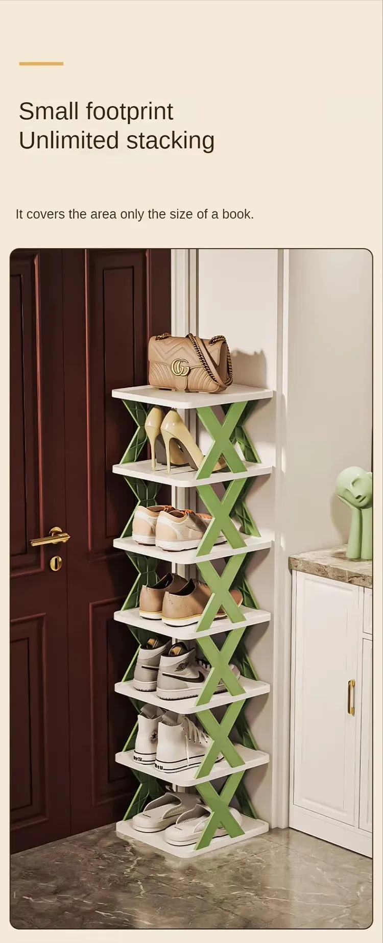 Easy-to-Assemble Living Room Shoe Organizer Space-Saving PP Plastic Storage Shelf with Close-to-the-Door Design supplier