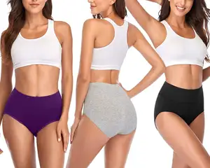 New 2026 Solid Color Hid Waist Cotton Brief Sexy Panty Large Size Women's Sexy Lingerie Women Slimming Shapewear Pantie