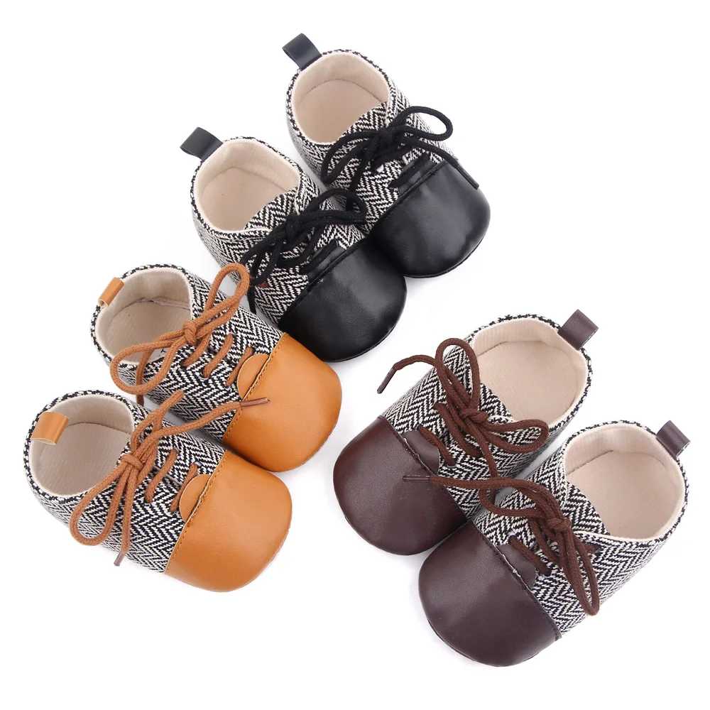 Pu Leather Walking Shoes Toddler Rubber Sole Slip on Newborn First Walkers Sneakers Infant Cartoon Slippers Crib Shoes