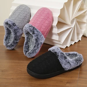Couple's Plush Indoor-Outdoor Fluffy Fur for Slippers Thickened TPR Outsole Soft Anti-Slippery for Men Women for Winter Use