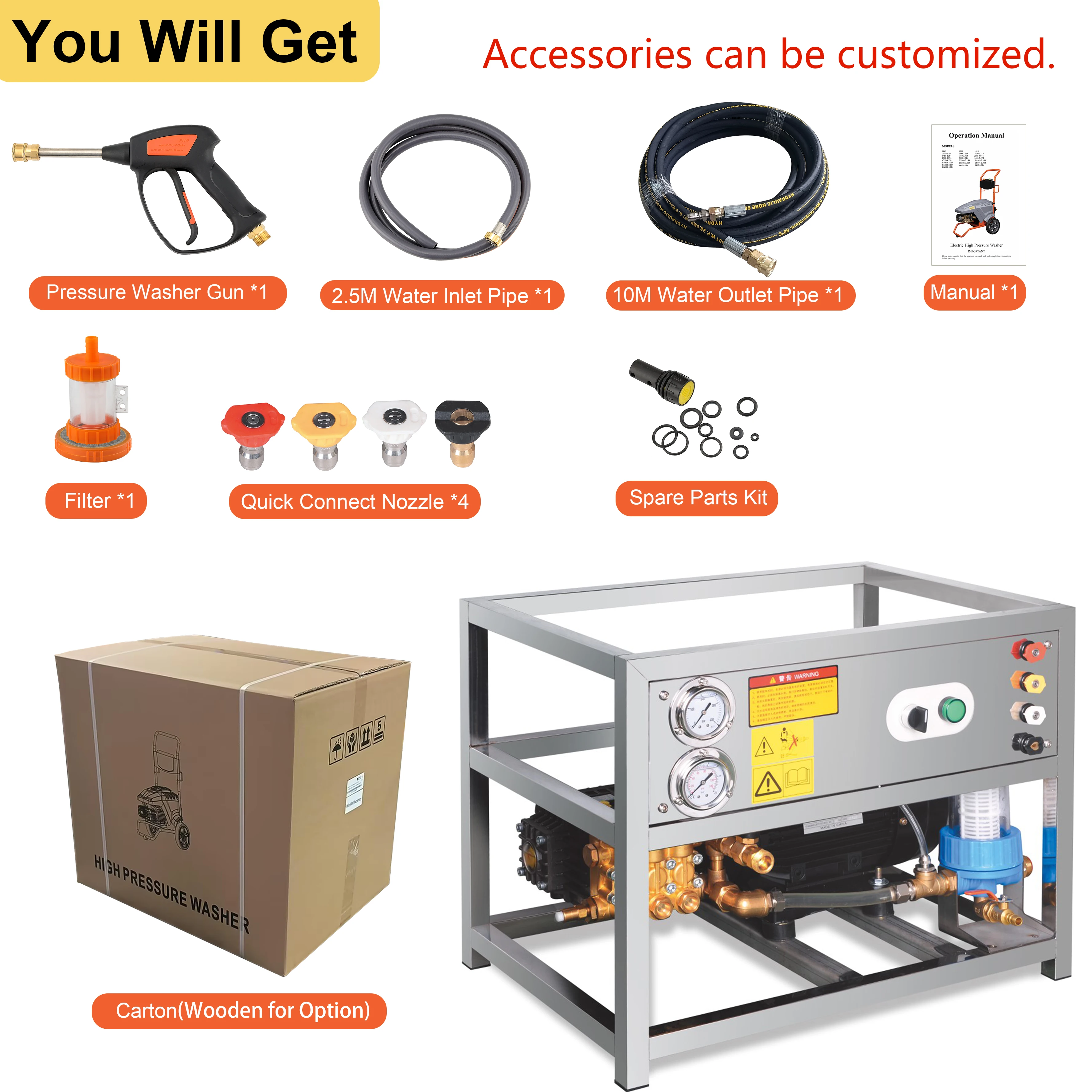 High Pressure 100bar 130bar 150bar 200bar Water Jet Cleaner Commercial Steam Car Wash Machine Pressure Cleaner