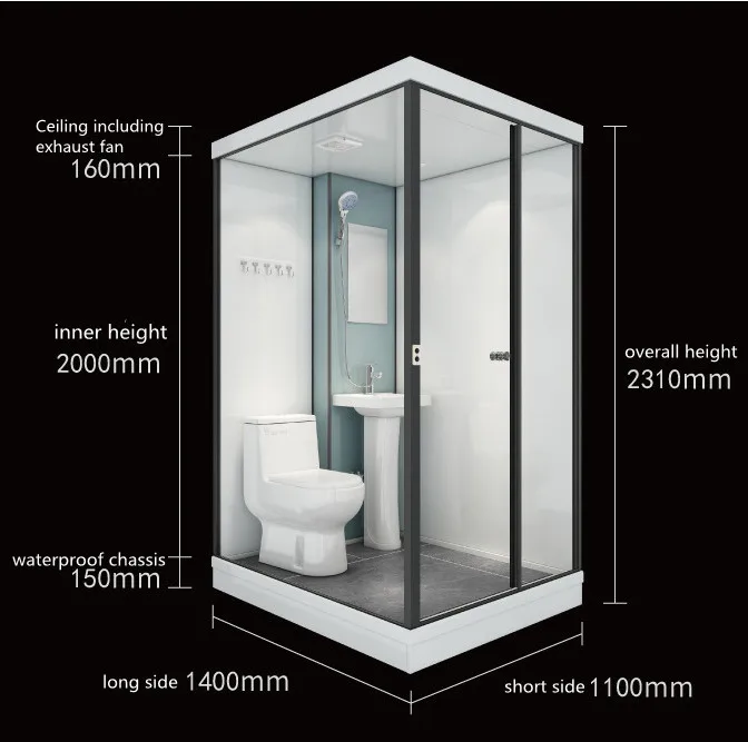 Portable Modular Bathroom Pod Unit Prefabricated Bathroom Pod Complete Shower Rooms Luxurious Integrated Bathroom Pod