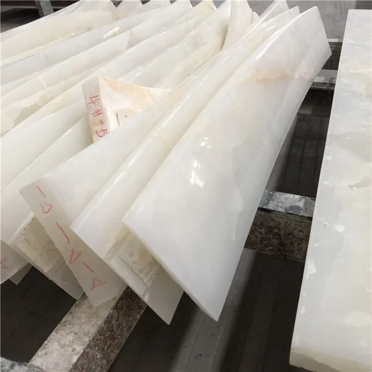 Customized Design Villa Luxury White Onyx Marble Stair Tread for Stair Step