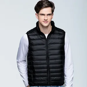 2026 Autumn Winter New Light Thin Vest Men's Vertical Collar Casual Zipper Closure Large Size Trendy Outerwear Anti-Pilling