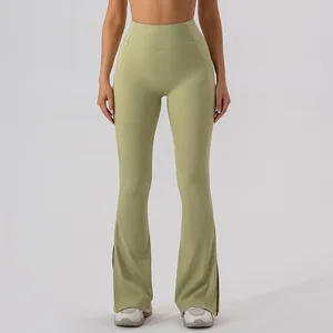 Women's High Waist Pants Breathable Lightweight Butt Lift Scrunch Solid Color Yoga Flare Leggings