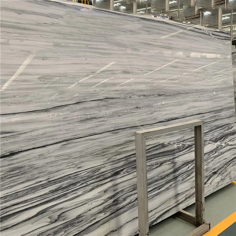 product polished white marble with grey veins slab for wall decor-1