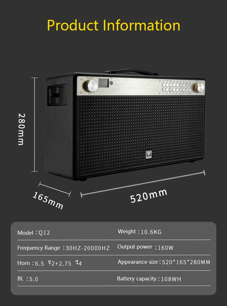 Q12 Shengyou Big Power 160w Original Sound Outdoor Usage Party Karaoke ...