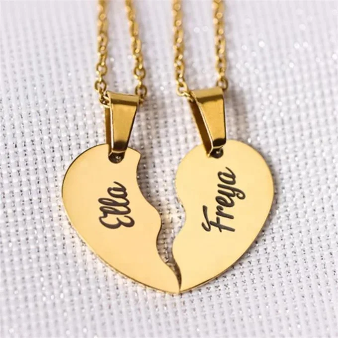 Couple Necklace In Half Heart Stainless 