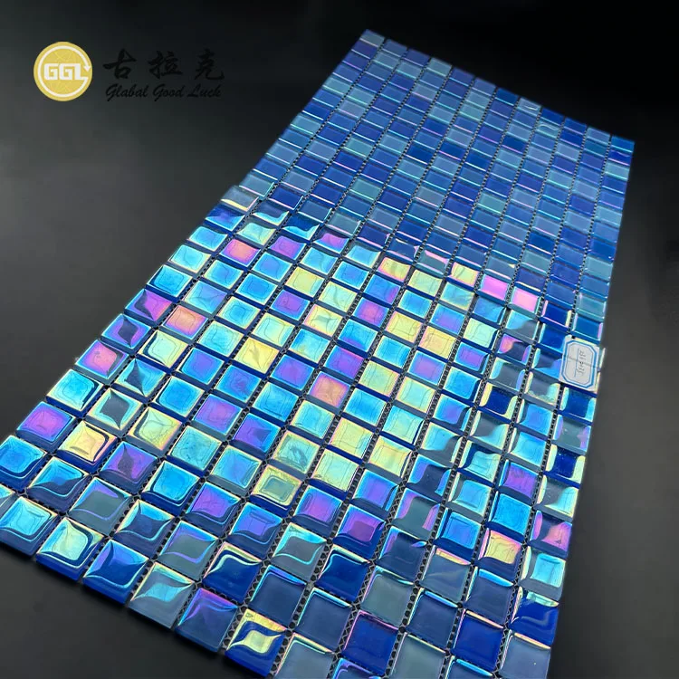 Square Glass Mosaic Tiles Blue Color Swimming Pool Tiles in 300*300 mm