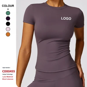 Custom High-Quality Spring Quick-Drying Yoga Short-Sleeved T-Shirts Fitness Tops Women Running Quick-Drying Workout Yoga Clothes