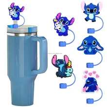 Wholesale Cartoon Stitch Straw Charm Topper Straw Cap Bar Beverage Accessory Decoration Bottle Mug Tumbler Stitch Straw Charms