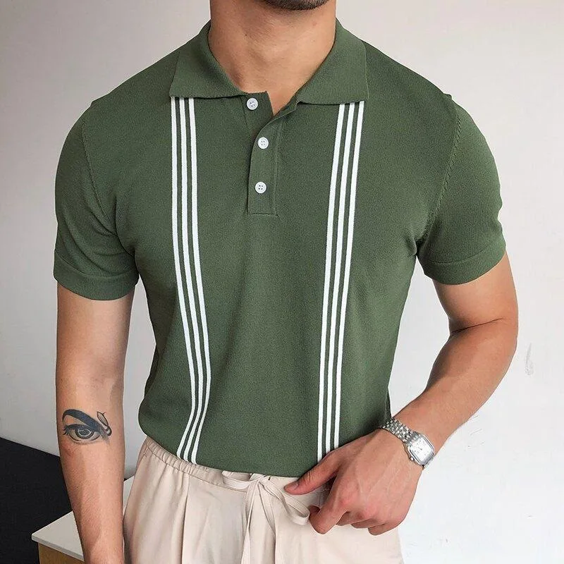 Summer Ice Silk Cool Breathable Short Sleeve T-shirt Men's Top 2023 New  Fashion Letter Embroidery Elastic polo shirt men's