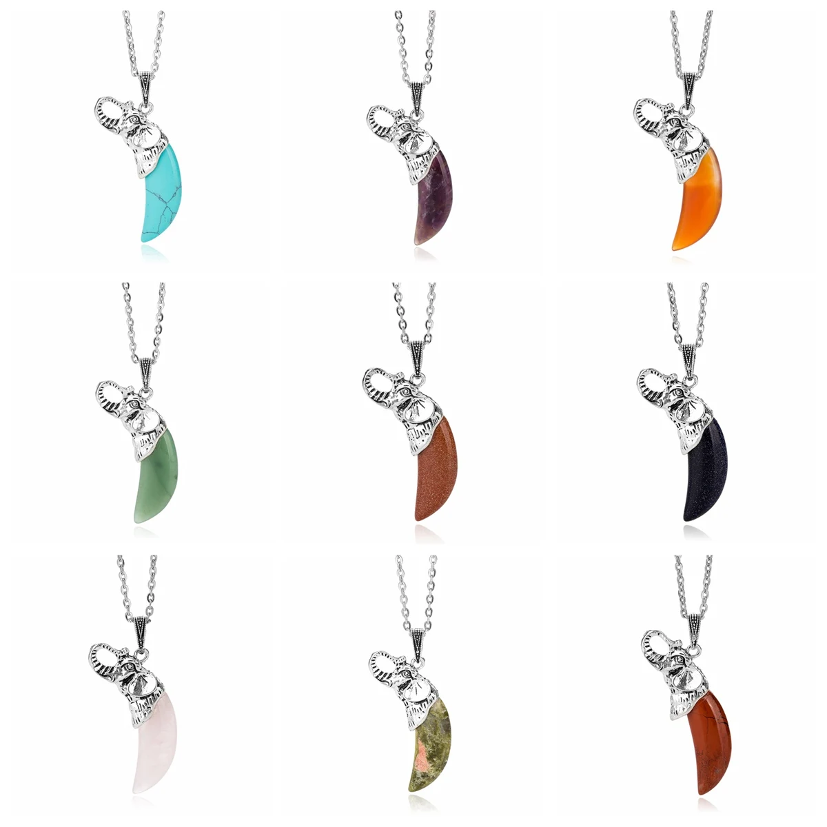 Collana Elefante Bohemien Portafortuna Con Energia Reiki - Ganesh Indiano In Zinco E Turchese - 3
