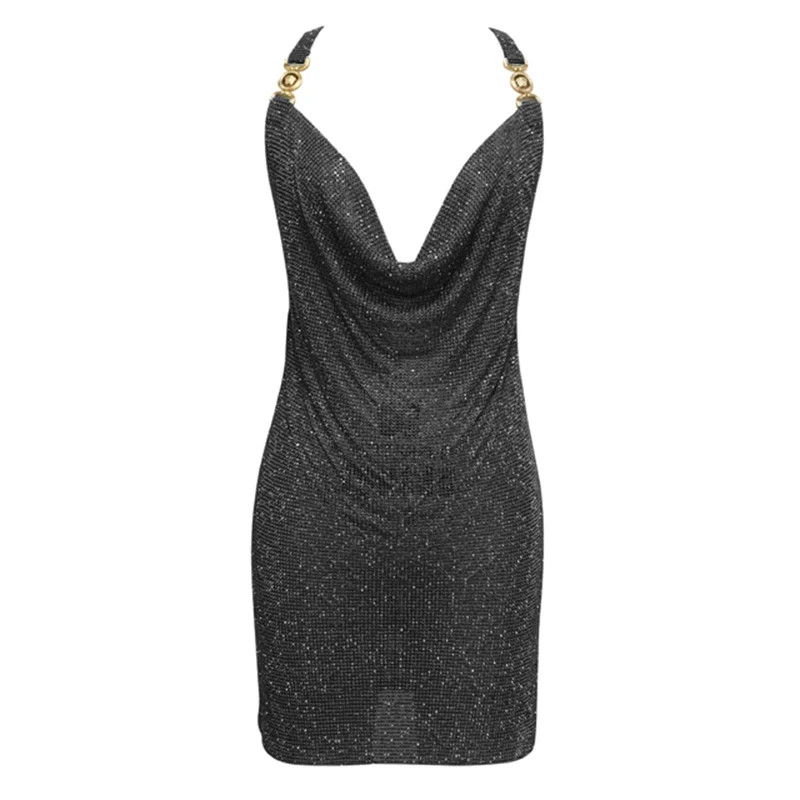 Dua Lipa Levitating Inspired Diamond Dresses Blue Crystal Rhinestone  Chainmail Mini Dress for Party