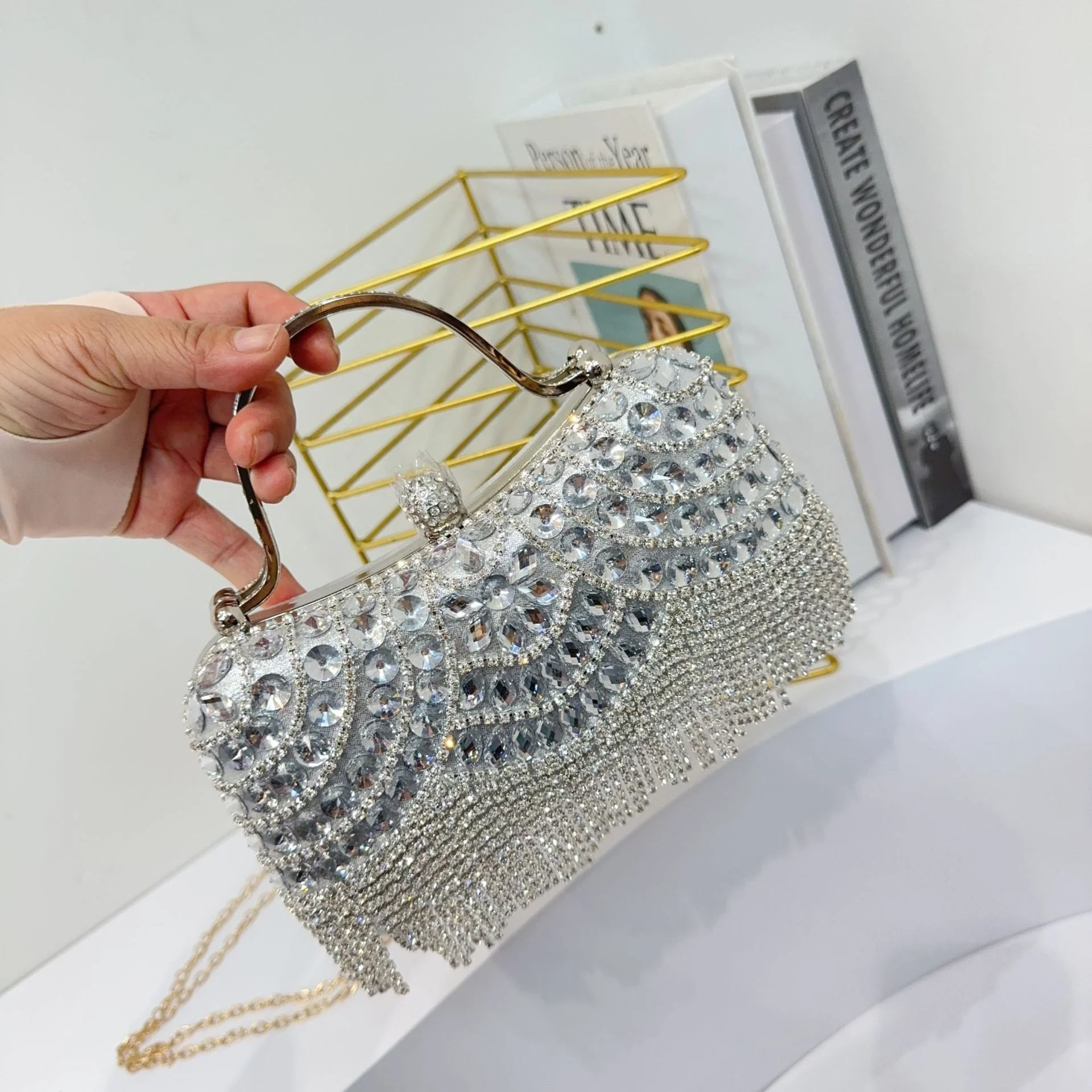 2025 Rhinestone Tassel Clutch Designer Evening Bag