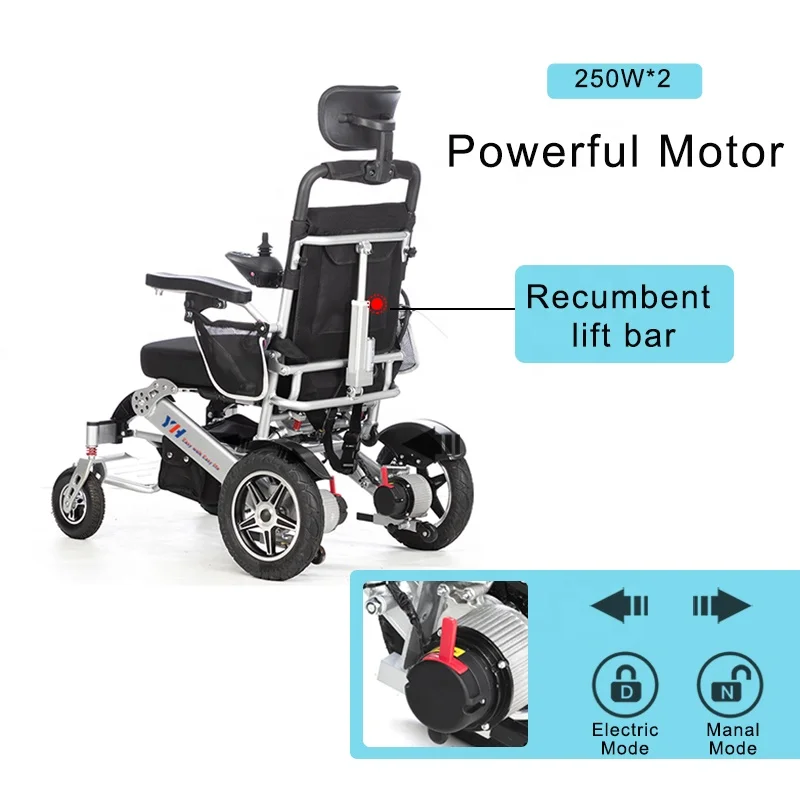 New Design 500W Motor Smart Electric Wheelchair Fully Automatic Reclining Mobility Wheelchair for Adults