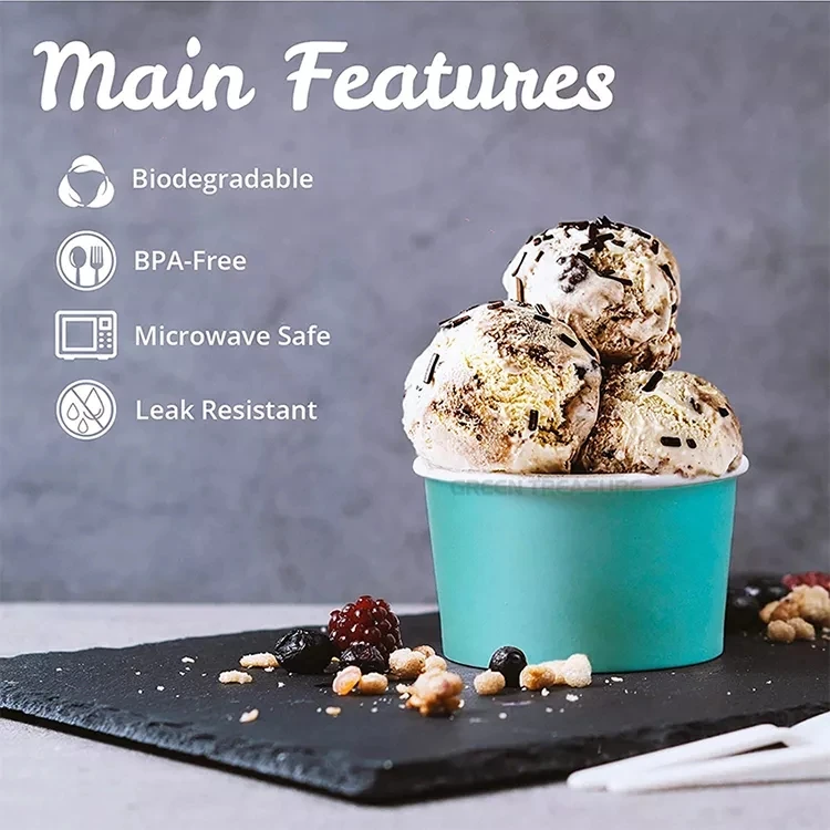 16oz Disposable Ice Cream Packaging Ice Cream Container Tubs With Lid