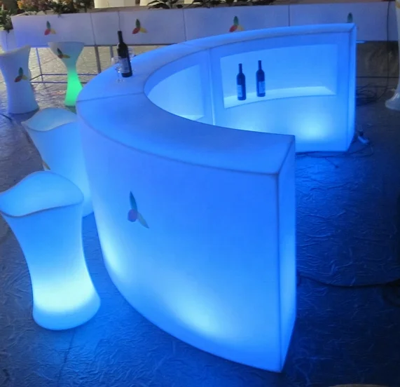 Assembly Party Plastic Portable bar LED Curved Bar Table Illuminated Nightclub Furniture Glowing Lightweight Circle Bar Counter