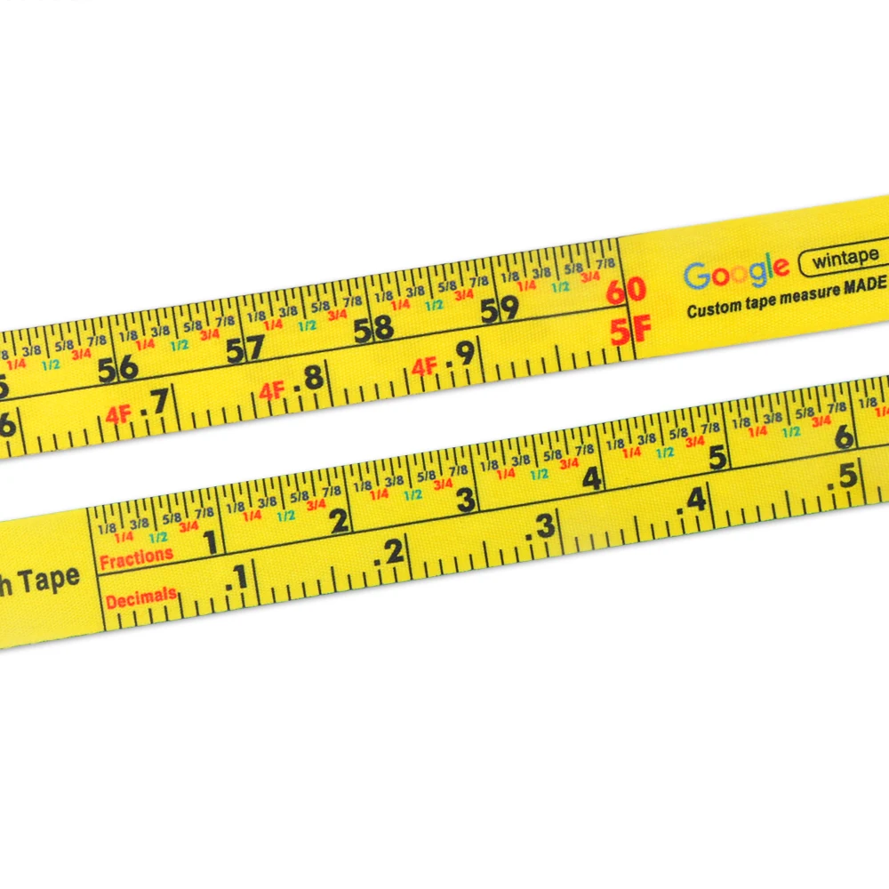 Wintape 60 Inch Portable Cloth Tape Measure Fractions Decimals Scales ...