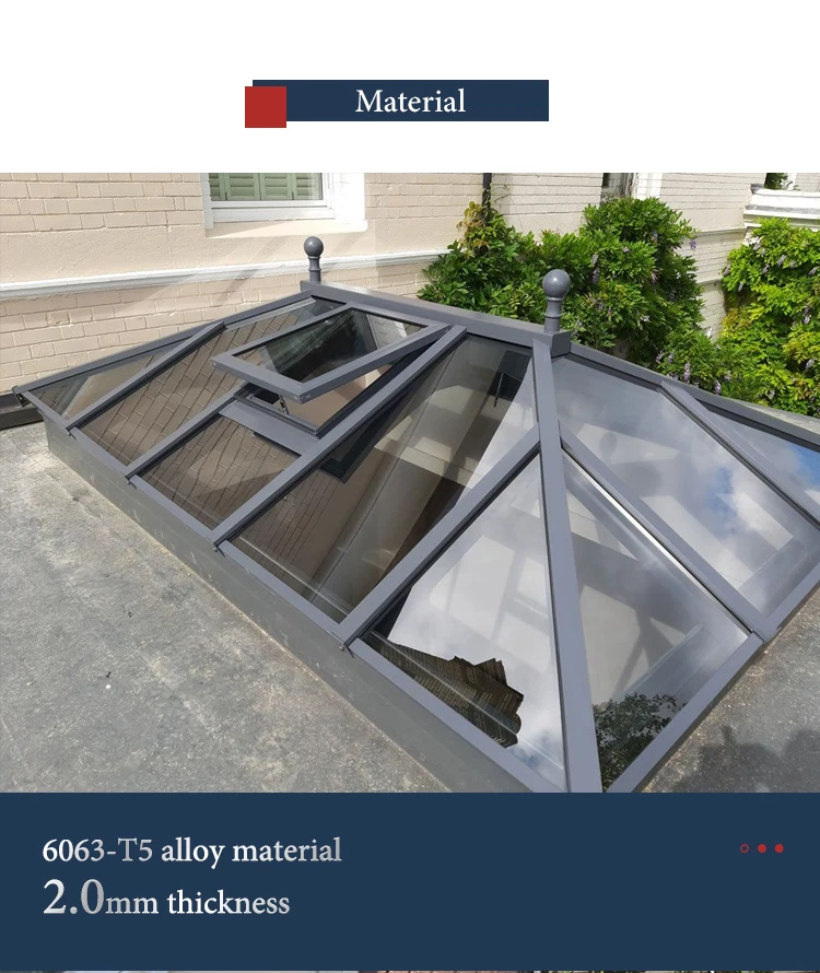 Skylight Ceiling Windows Aluminum Sliding Roof Windows Retractable