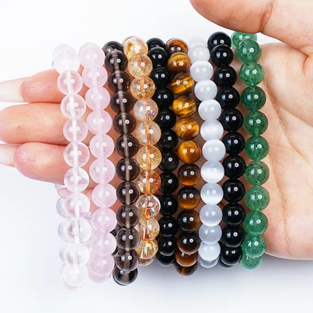 8mm natural Gemstones healing crystal bracelet reiki energy medi Energy Power luck Crystal beads Bracelet