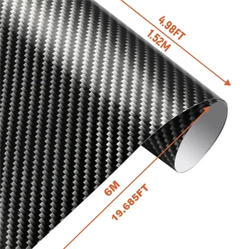 Matte Black Carbon Fibre Pattern Vinyl Wrap PVC Car Wrap Car Motorcycle Cell Phone DIY Sticker Accessory (19.68ft x 5ft)