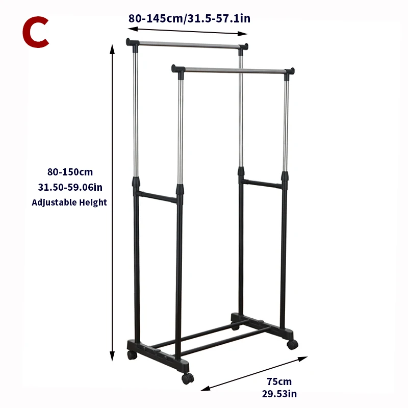 New Type Coat Cloth Garment Rack Double Pole Clothes Hanger Rack Stand