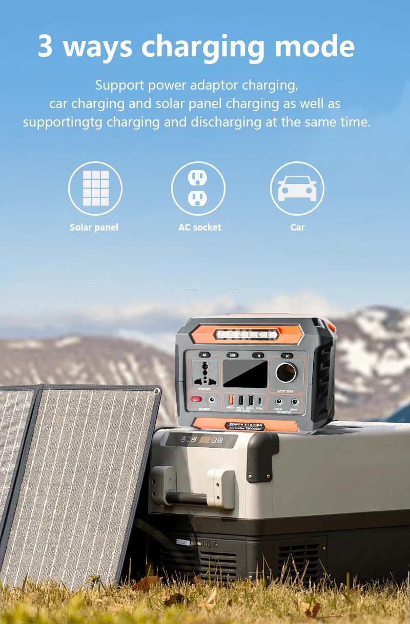 Portable 300W Solar Generator Power Bank LFP Battery Emergency Backup Wireless Charging Storage Systems MPPT Controller Car manufacture