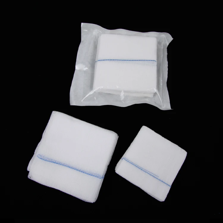 100% Cotton degreased and bleached sterile medicated gauze swab pads