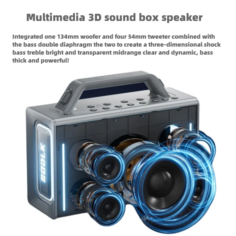 SODLK S1116 Party Karaoke Boombox Waterproof Subwoofer Portable Speakers Quality Slim High Bass Home Theater Blue Tooth Speaker