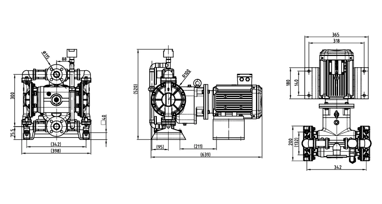 Self Priming Electric Diaphragm Pump with 0.6Mpa Max Pressure and 2.2kW Motor Power