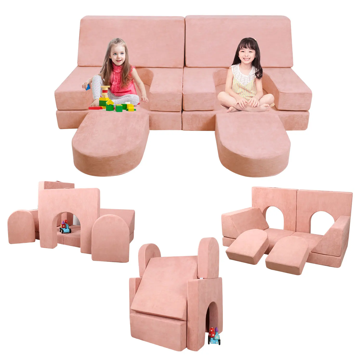 8 Pcs Kid Play Couch Sofa Set Furniture Sectional Sofa Modern Design