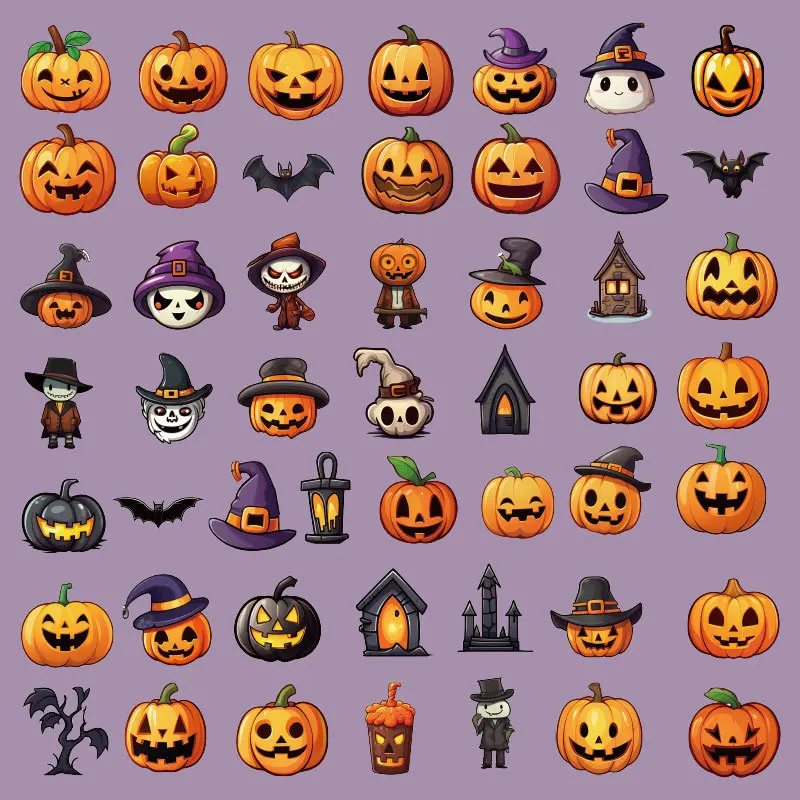 Halloween Theme Cute Self-adhesive Vinyl Pumpkin Night Light Ghost Die-cut Stickers Customizable Color Shape HTX Brand Eve details