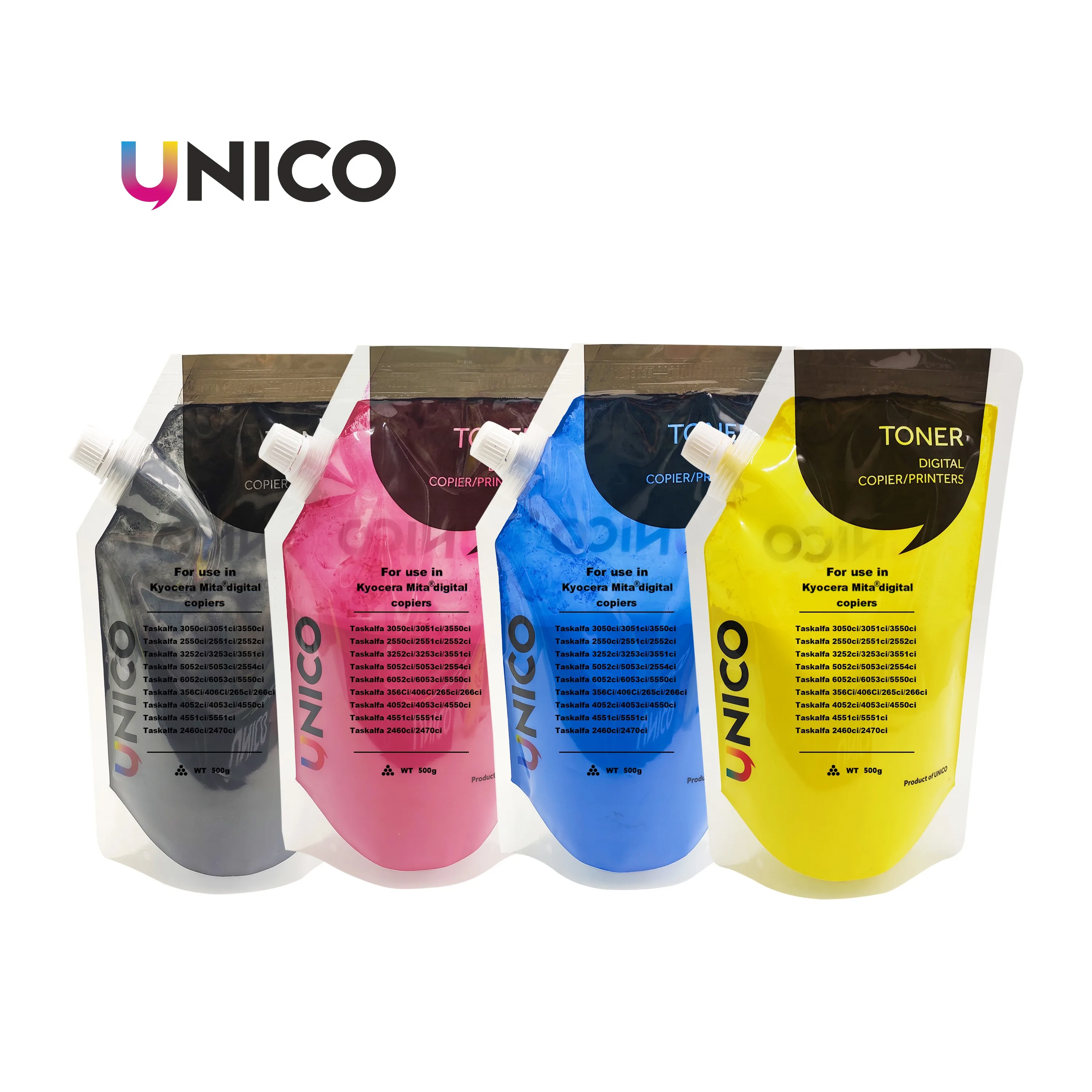 UNICO Japan Universal Refill Toner Powder Compatible TK 8515 8517 8518 8519 for Kyocera Mita Taskalfa 6052ci 5052ci Color Toner