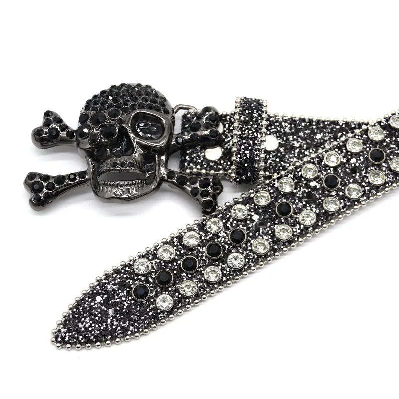 4216 Western Men Women Rhinestone Belts Bling Crystal Skulls Studded Western Men Women Rhinestone Belts Bling Crystal Skulls  main image 4