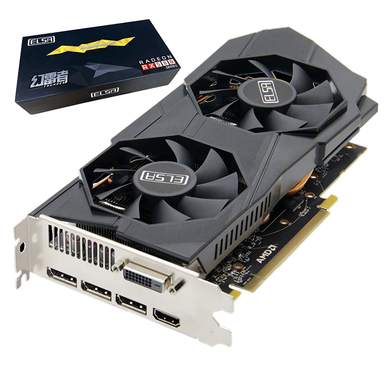 グラフィックボード・グラボ・ビデオカード ELSA RX580 2048SP 8GB ELSA AMD Radeon RX 580 8GB GDDR5 2048SP 256bit Black GPU For