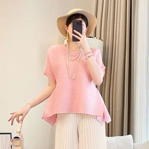 2025 Summer New Design Fashion-Trendy Loose Pleated Plus-Sized Casual T-Shirt for Women