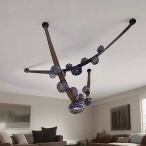 Italian Designer Modern Duplex Chandelier Art Glass Belt Lamp for Living Room Bar Island Restaurant Pendant Lights