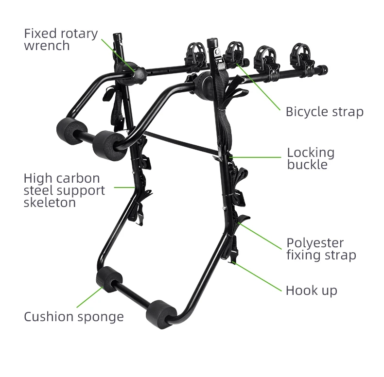 Rockbros Universal Vehicle Foldable Bike Rack For Car Roof Rack Carrier With Wheels Fat Tire