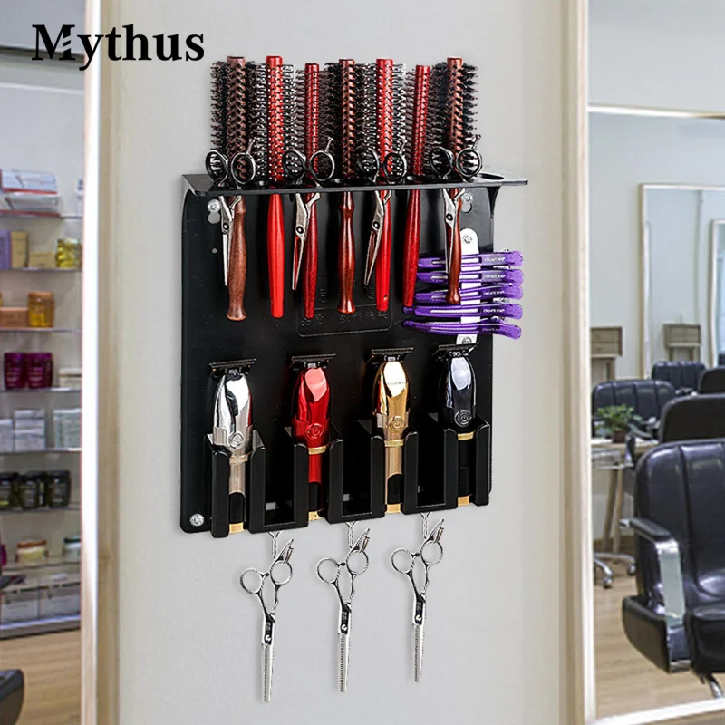 Barber Supplies Durable ABS Multifunctional Barber Tools Holder Case Wall  Barber Organizer for Shears Scissors Hair Clippers