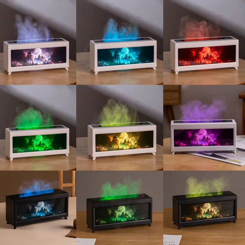 China Portable Smart Humidifier 200ml Flame Fireplace Aroma Diffuser for Home Office