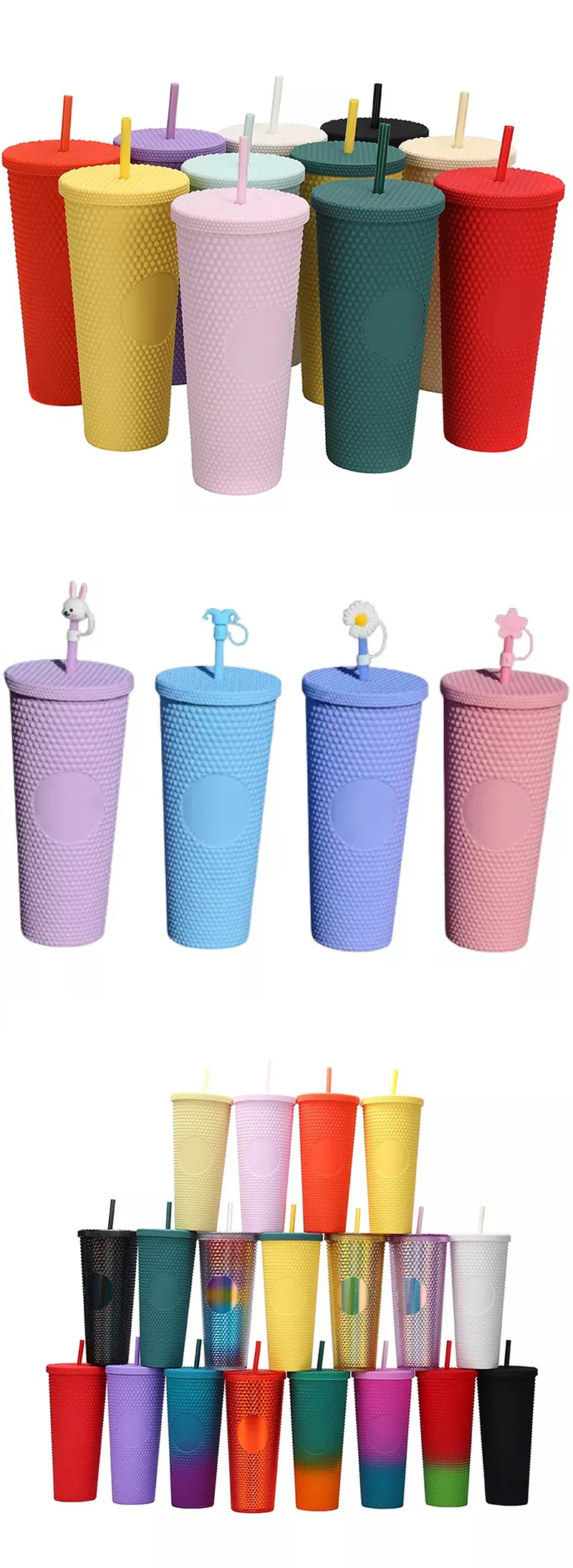 Reusable Plastic Cup Double Wall Tumbler Plastic Straw Cup Plastic Cup