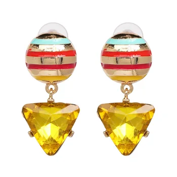 2022 amazon hot selling new zinc alloy earrings accessories exaggerated geometric yellow topaz stud gold earrings wholesale