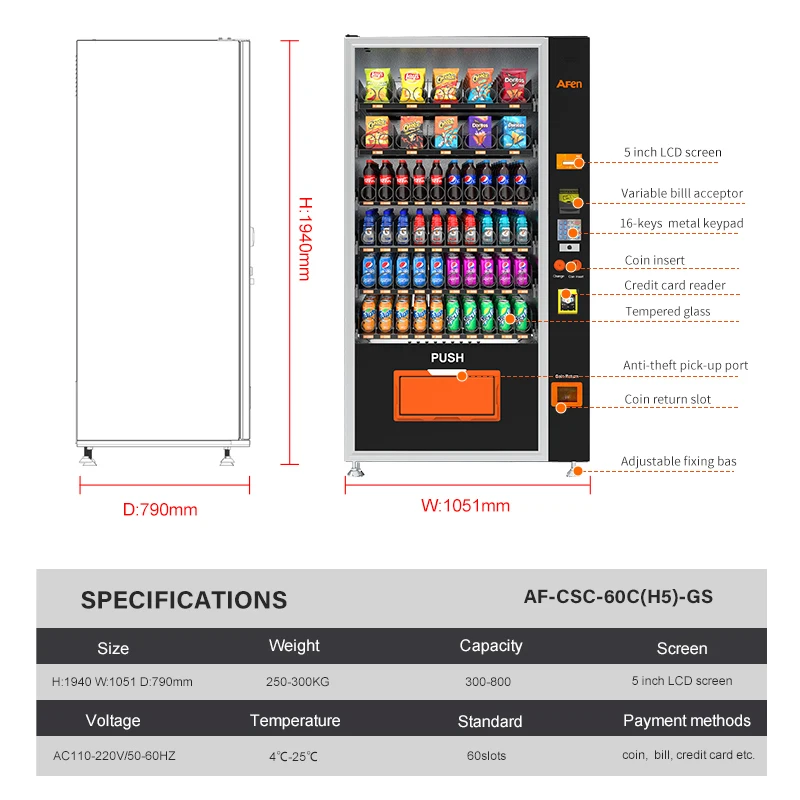 AFEN Good Value Vending Machine Popular Cold Drink Vending Machine for Foods and Drinks