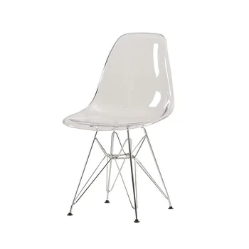 Modern Design Wooden PC Chair Simple Transparent Plastic Creative Personality for Home Dining Table Coffee Kitchen Durable Metal