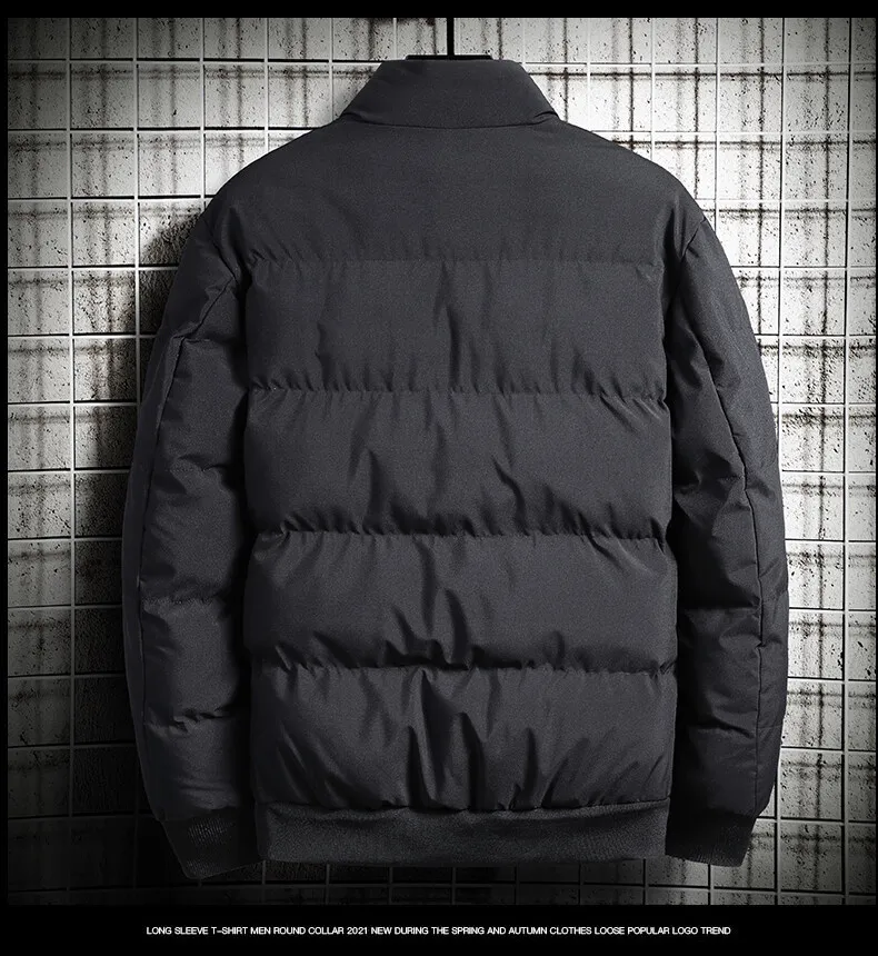 Solid Color Men's Padded Bubble Puffer Warm Thick Men Padding Bomber Jacket for Male_voghion.com