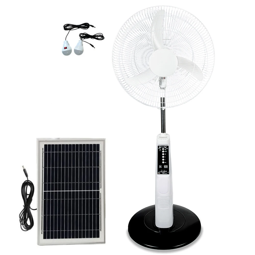 New Outdoor Rechargeable Electric Floor Standing 18Inch Solar Fan With Led Light