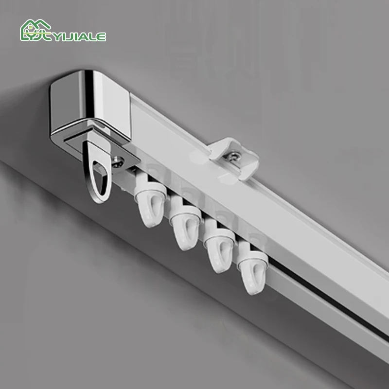 Metal Durable Curtain Track Ceiling Mount Hidden Mount Curtain Rail Aluminum Hook Curtain Track Accessory