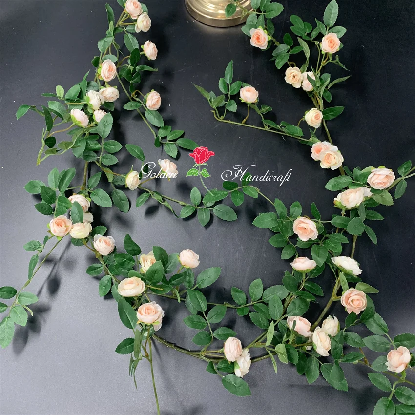 Qslha141 Hanging Silk Flower Garland Artificial Rose Vine For Store
