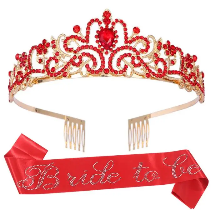Со словом «Невеста» пояс из хрустального сплава с тиарой для девочек на день рождения и поясом